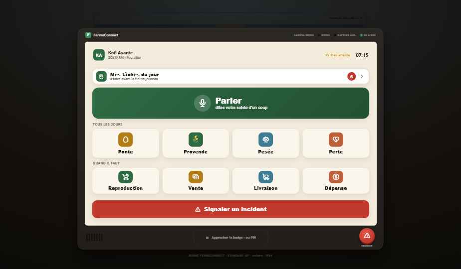 Borne FermeConnect en plein champ